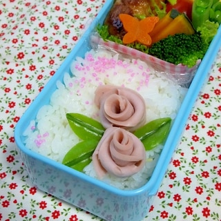 簡単キャラ弁☆魚ニソDEバラのお弁当♪